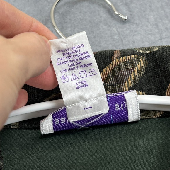 Susan Graver Style Jacket Women's XL Green Suede Flap Pocket Floral Tapistry - Picture 3 of 12